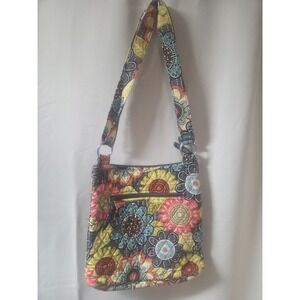 Vera Bradley Flower Crossbody Shoulder Purse Purse Orange/Brown/Yellow 11"x10"